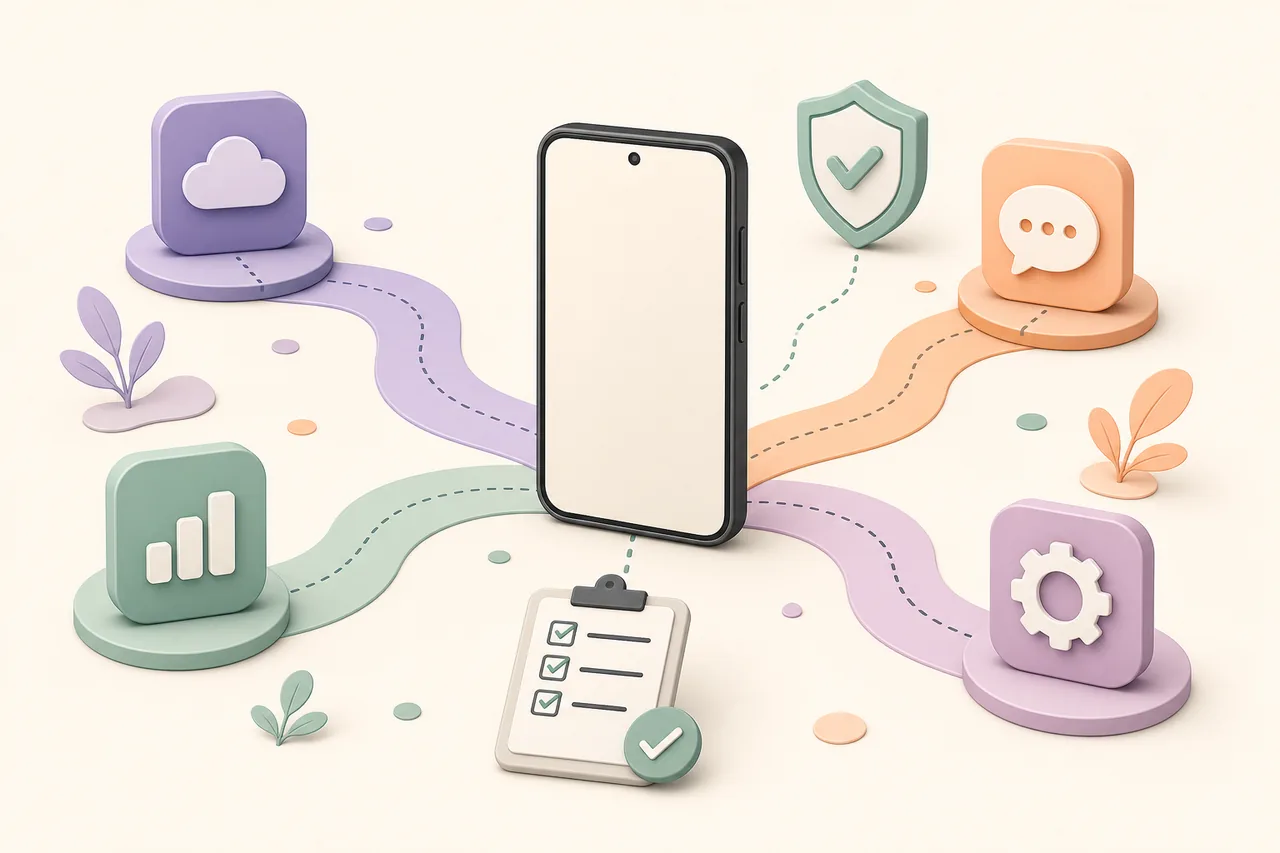 Illustration editoriale montrant plusieurs parcours pour choisir une application comme Honista