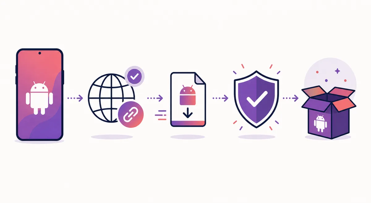 Schéma éditorial de source officielle, APK, vérification et installation
